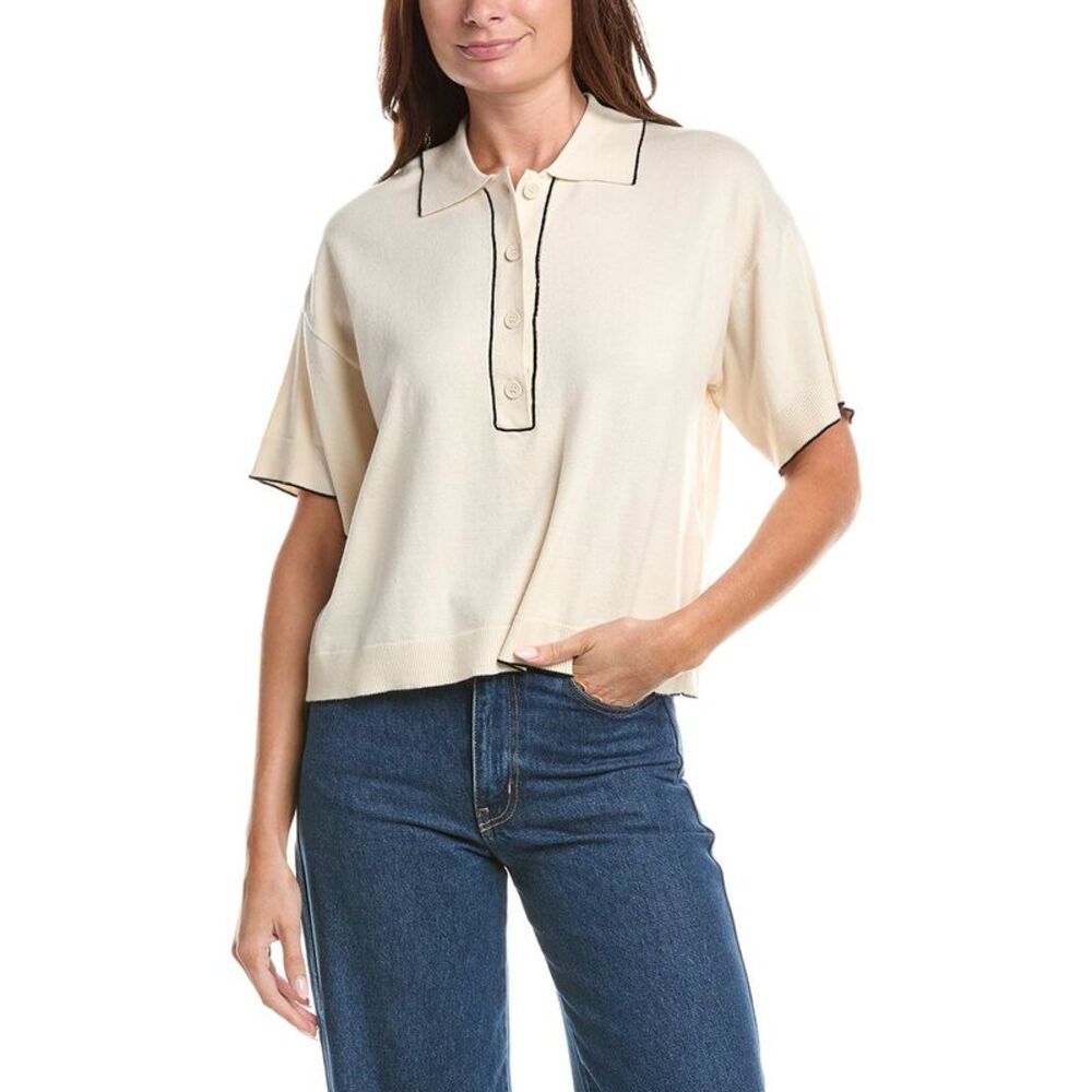 Max Studio Womens  Short Sleeve Sweater, White